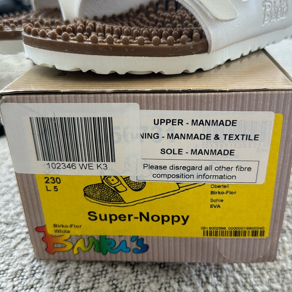Birki's Super-Noppy White Women’s Slide Sandals